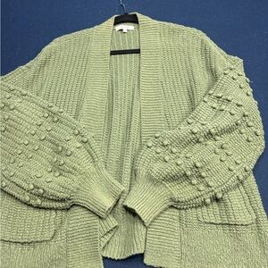 MADEWELL Women's Green Knit Sweater with FUN sleeves &  pockets! Like NEW⭐️EUC⭐️